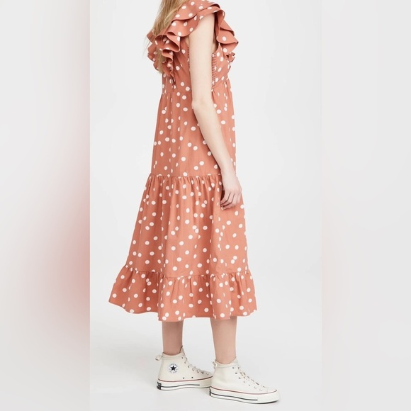 Roller Rabbit Polka Dot Ondine Tiered Ruffle Dress in Clay Color - Picture 4 of 16